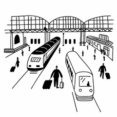 Railway Station Minimalist Line Art Icon