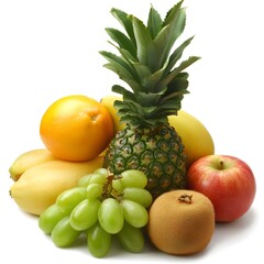 Fresh Fruit Still Life, Pineapple, Bananas, Grapes, Kiwi, Apple, and Orange