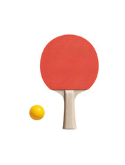 Table Tennis Paddle and Ball Isolated on Black Background for Sport Concept