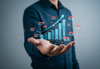 Global Trade and Commerce Network with Digital Communication Icons