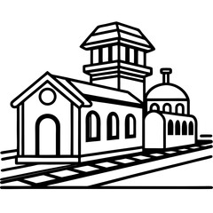 Railway Station vector illustration