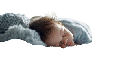 Serene slumber: Infant asleep on soft blanket against a dark background