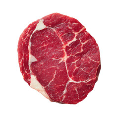 Fresh Raw Ribeye Steak Isolated on Black Background Ready for Cooking