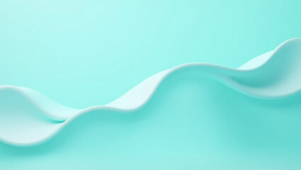A graceful, flowing wave undulates across a smooth, tranquil pastel turquoise canvas, exuding serenity and fluidity.