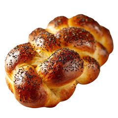 Delicious Challah Bread with Poppy Seeds on a Black Background Perfect for Shabbat