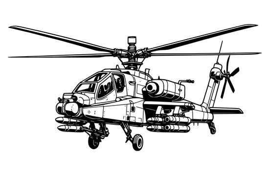 Vector Illustration of Military Attack Helicopter