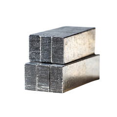 Close-up Stacked Staple Refills on Black Background for Office Supplies Concept