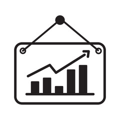 icon chart analisis up with outline style black color