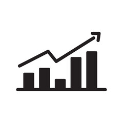 icon chart analisis up with outline style black color