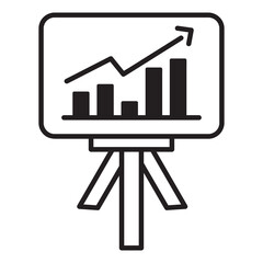 icon chart analisis up with outline style black color