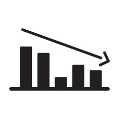 icon chart analisis down with outline style black color