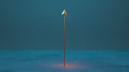 Abstract Minimalist Arrow Pointing Upwards on Teal Background