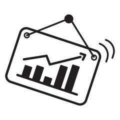 icon chart analisis up with outline style black color