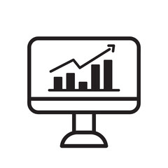 icon chart analisis up with outline style black color