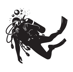 vector Scuba diving Silhouette Collection diving vector graphic