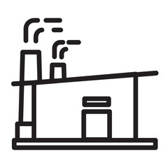 manufacturing building icon with black outline style