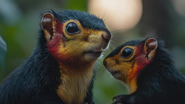 malabar giant squirrel eating close-up at periyar sunset video