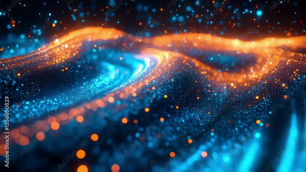 Aufkleber dynamic abstract particle energy wave background