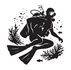 vector Scuba diving Silhouette Collection diving vector graphic