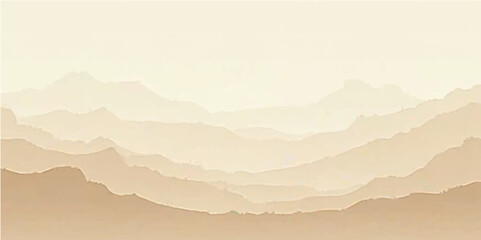 Monotone Sepia Layered Landscape with Minimal Lines and Smooth Curves

