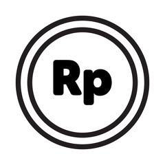 icon coins rupiah outline style with black color