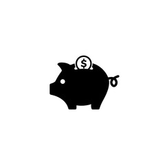 piggy bank icon black on white background. Savings icon vector.