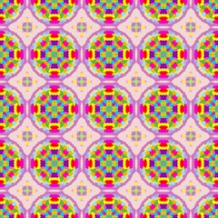 Vibrant Colorful Mandala Pattern Seamless Repeat Textile Design