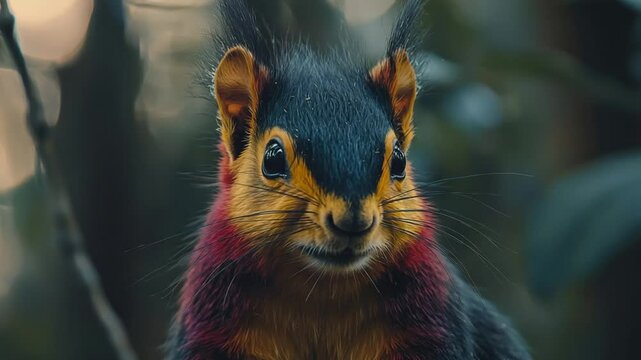 malabar giant squirrel close-up at periyar sunset video