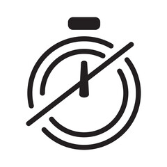A crossed or crossed out clock icon indicates time is up with a black outline style