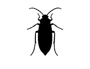 Full black vect of Red-bodied swallowtail insect in silhouette image white background.