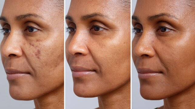 Exploring acne's impact on skin beauty a detailed dermatological macro of blemishes and pores on the face in light and medium environments