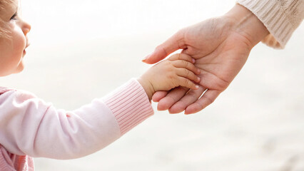 toddler hand holding parent finger  trust, protecting, care, parenting family concept