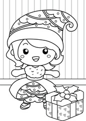 Christmas Kids Celebrate Holiday Cartoon Coloring Activity for Kids and Adult