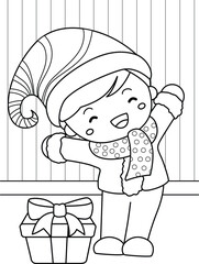 Christmas Kids Celebrate Holiday Cartoon Coloring Activity for Kids and Adult