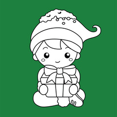Christmas Kids Celebrate Holiday Cartoon Digital Stamp Outline