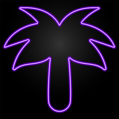 palm tree neon sign, modern glowing banner design, colorful modern design trend on black background. Vector illustration.