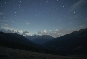 Celestial Embrace: Capturing the night sky, framed by majestic mountain silhouettes, this image transports the viewer to a world of wonder.