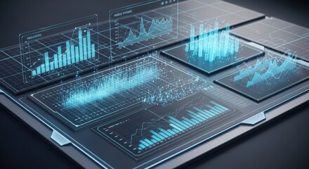 Fototapeta premium Advanced Data Visualization and Analysis Platforms Showcasing Complex Financial Market Trends and Technological Innovations in a Futuristic Digital Environment