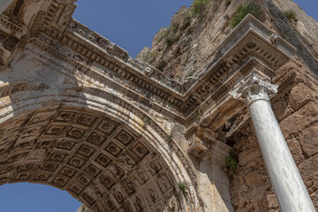 The Arch of ancient times. The famous gate, built in honor of the ancient Roman emperor. The Arc de...