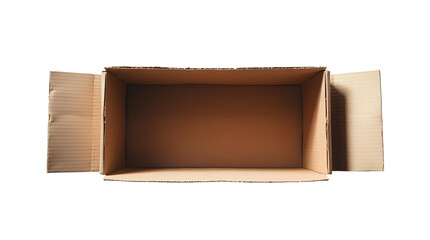 Photo of empty cardboard box isolated on transparent background