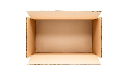 Photo of empty cardboard box isolated on transparent background