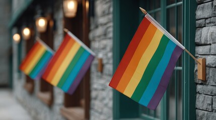 Lgbtq community unites to raise rainbow flags in solidarity during pride celebration at local park vibrant atmosphere inspiring message