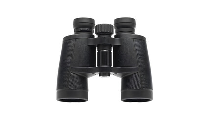 Photo of black binoculars isolated on transparent background