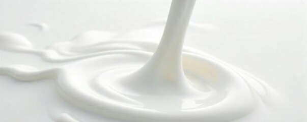 Luxurious, creamy cascade of white liquid pouring, flowing downwards in slow motion, creating soft, elegant swirls and textures Perfect for food, beauty, or abstract concepts , milk, cosmetic