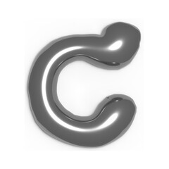 Metallic 3D Letter C – Silver Chrome Style