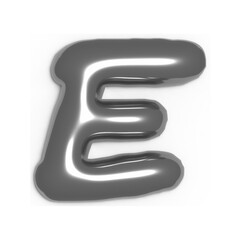 Metallic 3D Letter E – Silver Chrome Style
