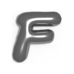Metallic 3D Letter F – Silver Chrome Style
