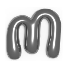 Metallic 3D Letter M – Silver Chrome Style