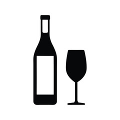 Isolated wine bottle and glass with red and white beverage options wine bottle with glass silhouette icon