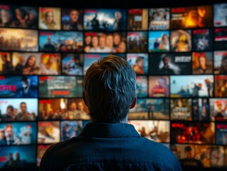 A person using a streaming service, which uses AI algorithms to suggest movies, TV shows, or songs based on their viewing and listening history. Generative ai